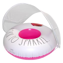 CocoNut Float Rae Dunn Pink/White Vinyl Inflatable Born To Sparkle Baby Float