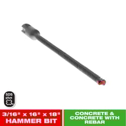 Diablo 3/16 in. X 18 in. L Carbide Tipped 2-Cutter Hammer Drill Bit SDS-Plus Shank 1 pk