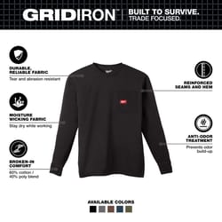 Milwaukee Gridiron M Long Sleeve Men's Round Neck Black Tee Shirt