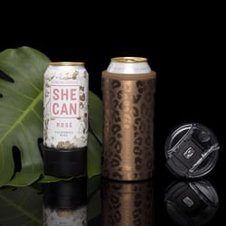 BruMate Hopsulator 16 oz Trio Gold Leopard BPA Free Can Insulator