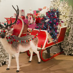 Decoris Red/White Santa Sleigh Indoor Christmas Decor 55 in.