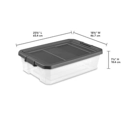 Sterilite 40 qt Clear/Gray Storage Box 7-1/4 in. H X 25-3/4 in. W X 18-3/8 in. D Stackable