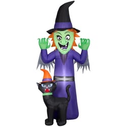 Gemmy Airblown 8 ft. LED Prelit Witch and Cat Inflatable