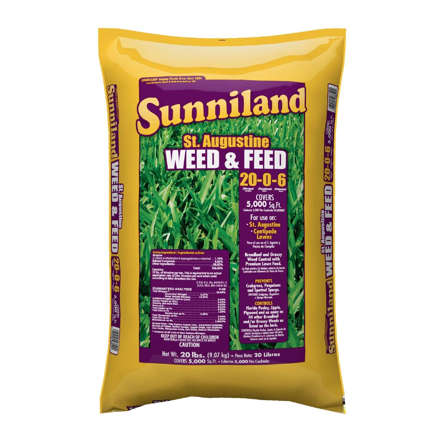 Sunniland St.Augustine Weed & Feed Lawn Fertilizer For St. Augustine