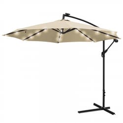 Sun-Ray 10 ft. Tiltable Taupe Solar Market Offset Umbrella