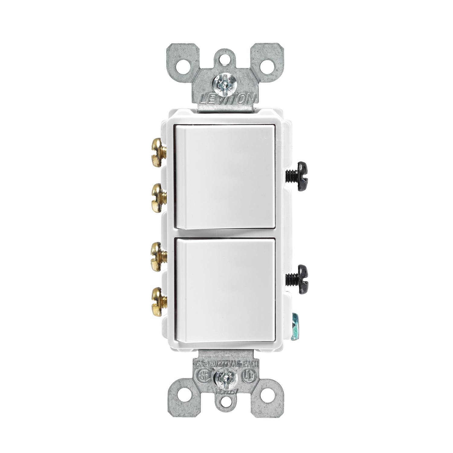 05643-0WS Leviton Decora 15 amps 3-Way Rocker Switch White 1 sku 05643-0WS