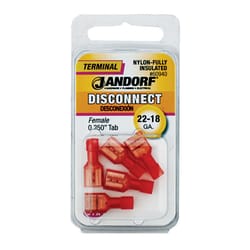Jandorf 22-18 Ga. Insulated Wire Female Disconnect Red 5 pk