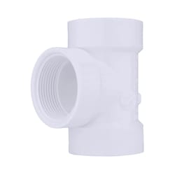 Charlotte Pipe Schedule 40 1-1/2 in. Hub X 1-1/2 in. D Hub PVC Flush Cleanout Tee 1 pk