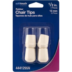 Softtouch Rubber Leg Tip White Round .5 in. W X 1.25 in. L 4 pk