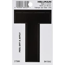 Hillman 3 in. Black Vinyl Self-Adhesive Letter T 1 pc