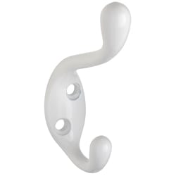 National Hardware 2.35 in. L White Zinc Upscale Heavy Duty Garment Hook 75 lb. cap. 1 pk