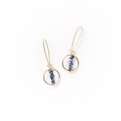 Matr Boomie Shamani Semi-Precious Sodalite Women's Drop Hoop Blue/Gold Earrings