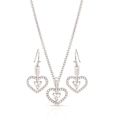 Montana Silversmiths Women's Straight Heart Arrow Heart Silver Jewelry Sets Brass Water Resistant