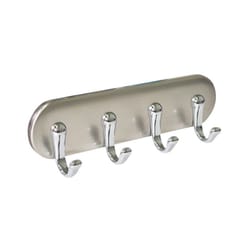 iDesign 7 in. L Brushed Silver Stainless Steel Small 4-Hook Key Rack 1 pk