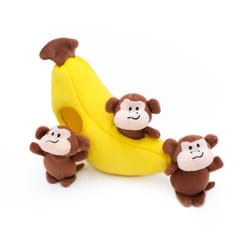 ZippyPaws Burrow Brown Plush Monkey 'n Banana Dog Toy 1 pk