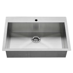 American Standard Edgewater Steel Dual Mount 33 in. W X 22 in. L Single Bowl Kitchen Sink Silver