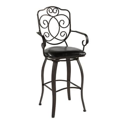 Linon Home Decor Black Polyurethane Swivel Barstool 30 in.