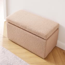 Linon Home Decor Stella Tan Sherpa Fabric Modern Ottoman 1 pk