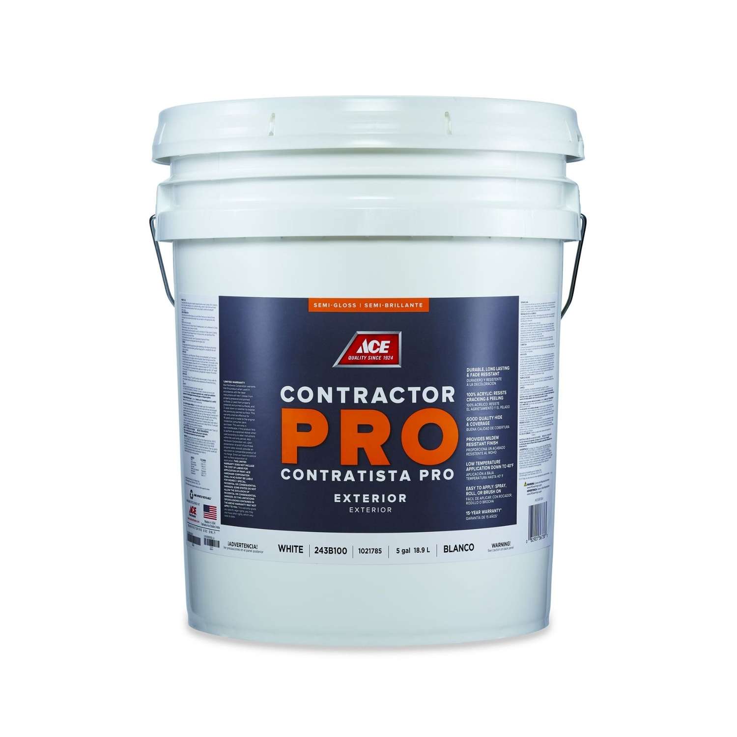 Ace Contractor Pro Semi Gloss White Paint Exterior 5 gal Ace Contractor Pro Semi Gloss White Paint Exterior 5 gal