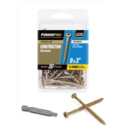 HILLMAN Power Pro No. 9 X 3 in. L Star Gold Zinc Coated Coarse Wood Screws 50 pk