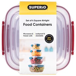 Superio Brand Red Food Storage Container Set 4 pk