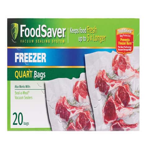 FoodSaver Quart Size Freezer Bags, 8 x 11, 20 Count, Clear 