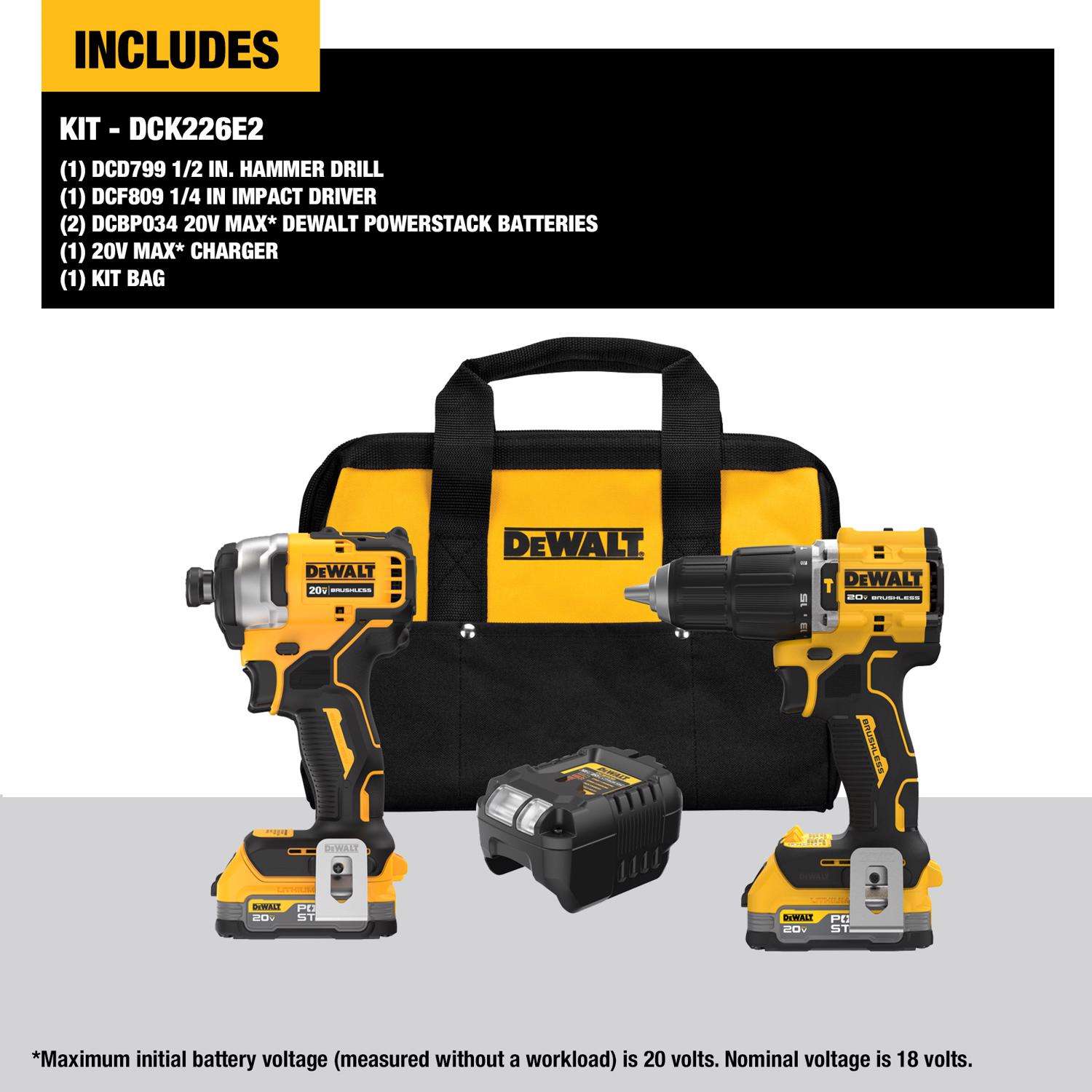 DEWALT 20V MAX Hammer Drill Driver & Impact Driver Combo Kit DCK276E2 -  Acme Tools