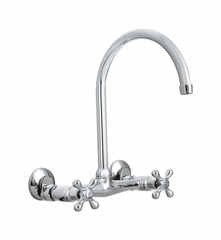 Homewerks Ceramic Cartridge Two Handle Chrome Wall Mount Kitchen