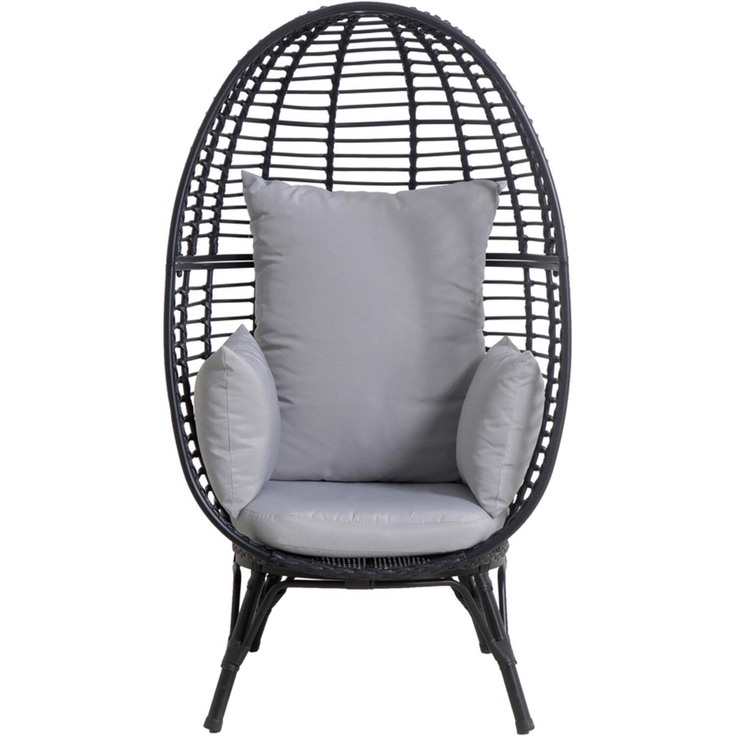 Photos - Garden Furniture MOD Poppy Black Steel Frame Egg Chair Gray POPPYEGG-GRY 