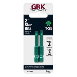 GRK Fasteners Star T25 X 2 in. L Power Bit Carbon Steel 2 pc