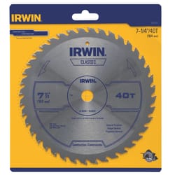 Irwin 7-1/4 in. D X 5/8 in. Classic Carbide Circular Saw Blade 40 teeth 1 pk