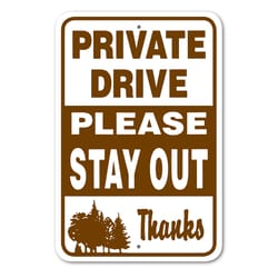 Noble Beasts Graphics English White Private Sign 18 in. H X 12 in. W