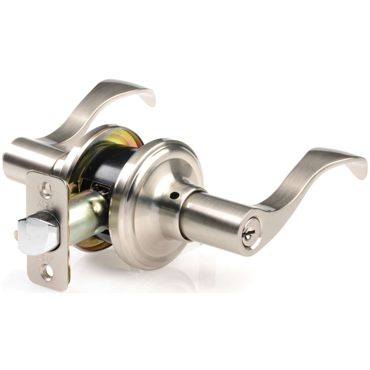 Ace Wave Satin Nickel Entry Lockset ANSI/BHMA Grade 3 13/4 in. Ace