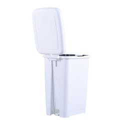 Superio Brand 15 L White Plastic Slim Pedal Step-On Trash Can