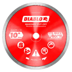 Diablo 10 in. D X 5/8 in. Diamond Continuous Rim Masonry Cut-Off Disc