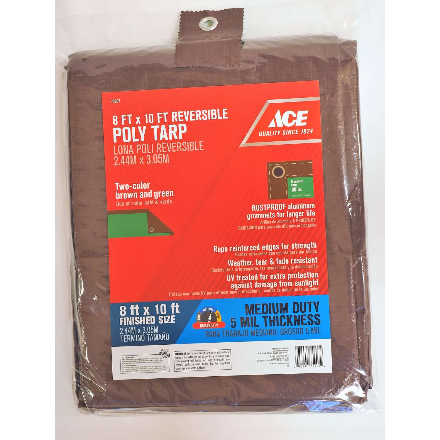 Ace 8 ft. W X 10 ft. L Medium Duty Polyethylene Tarp Brown/Green Ace