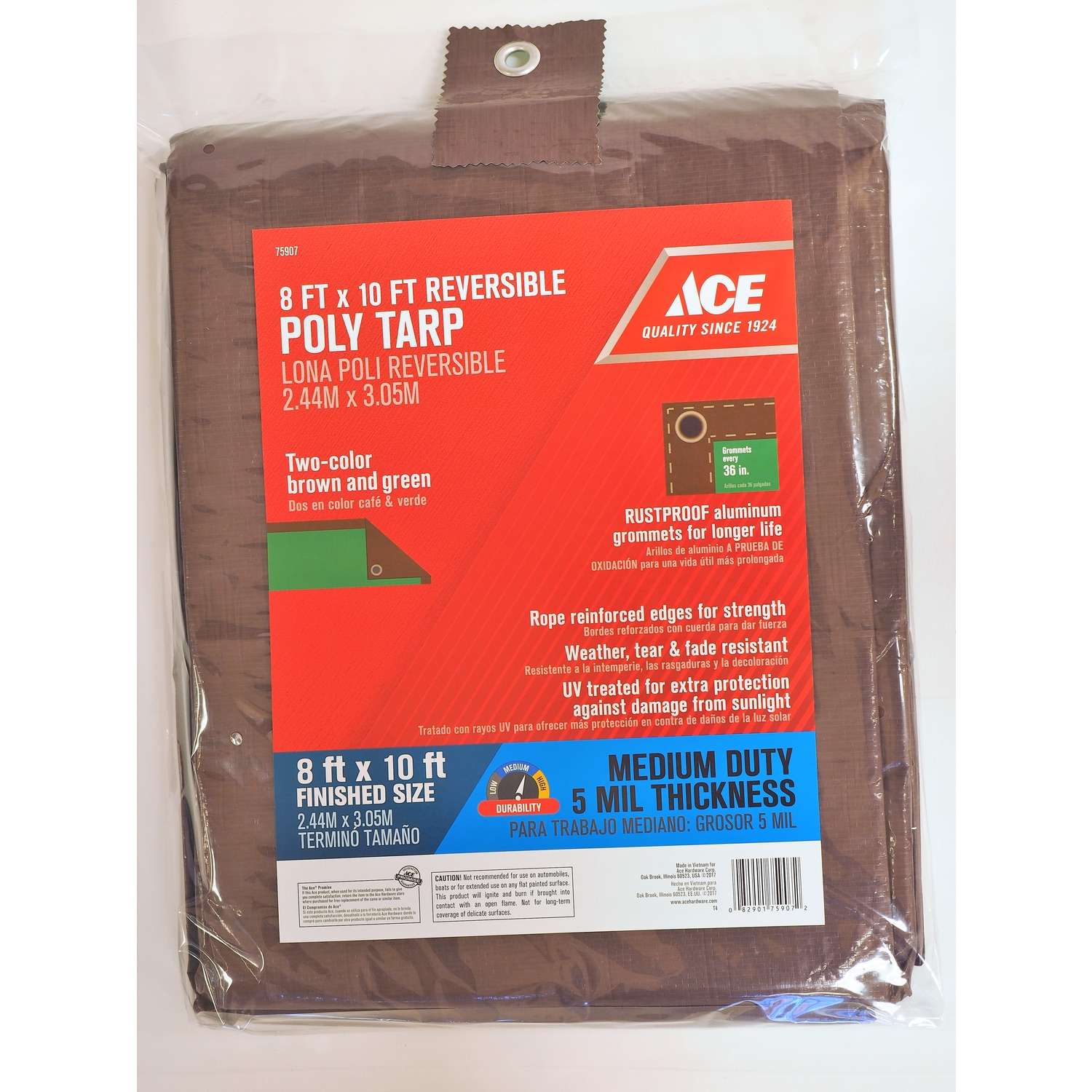Ace 8 ft. W X 10 ft. L Medium Duty Polyethylene Tarp Brown