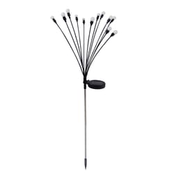 Alpine Black/Silver Metal/Plastic 27 in. H Firefly Solar Garden Stake