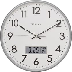 Westclox 14 in. L X 14 in. W Indoor Classic Analog Wall Clock Glass/Plastic Silver/White