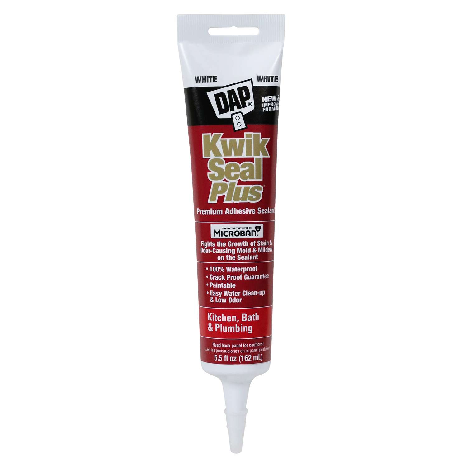 DAP Kwik Seal Plus White Siliconized Latex Kitchen and Bath Caulk 5.5