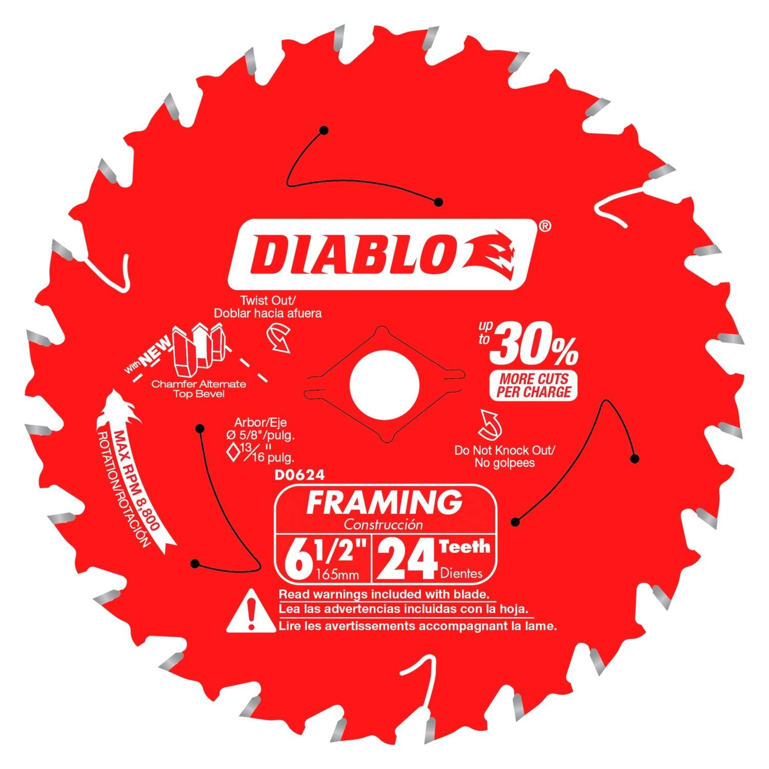 Diablo Bulk Pack 61/2 in. D X 5/8 in. Carbide Framing Saw Blade 24 teeth 3 pc Ace Hardware
