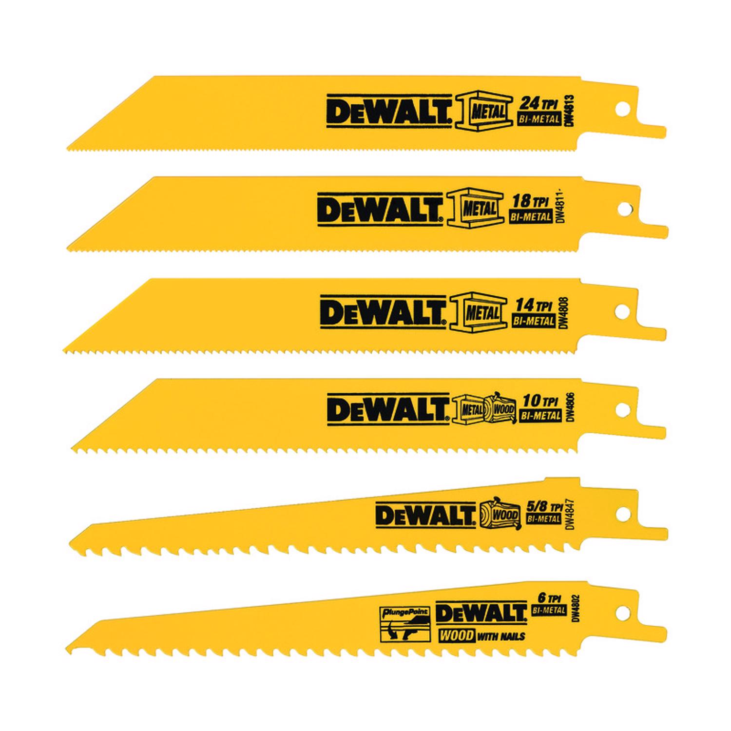 Photos - Jigsaw Blade DeWALT Bi-Metal Reciprocating Saw Blade Set Multi TPI 6 pk DW4856 