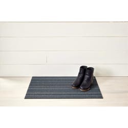 Chilewich 18 in. W X 28 in. L Blue Stripe PVC Vinyl Door Mat