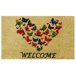 Home & More 1.42 W X 2.42 L Multi-color Butterfly Heart Welcome Coir Door Mat