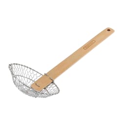 Farberware Tan/Silver Bamboo/Stainless Steel Asian Strainer