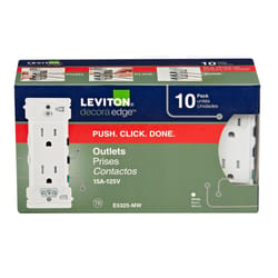 Leviton Decora Edge 15 amps 125 V Duplex White Tamper Resistant Outlet 5-15 R 10 pk