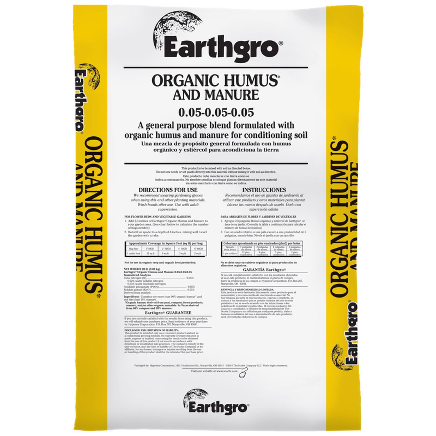 Earthgro Humus and Compost Manure 1 cu ft 40 lb Mfr 71451180 Ace