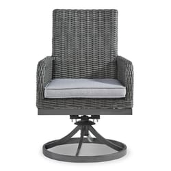 Signature Design by Ashley Elite Park Dark Gray Aluminum Frame Swivel Armchair Light Gray