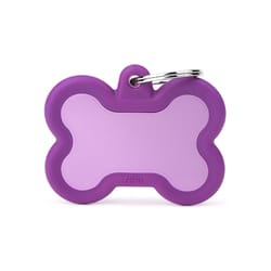 MyFamily Hushtag Purple Bone Aluminum Dog Pet Tags Medium