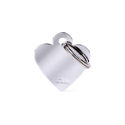 MyFamily Basic Chrome Heart Aluminum Dog Pet Tags Small